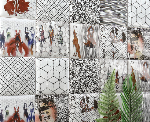 購入 152x152mm 白い粘土 内壁タイル 幾何学的なパターン オンライン製造