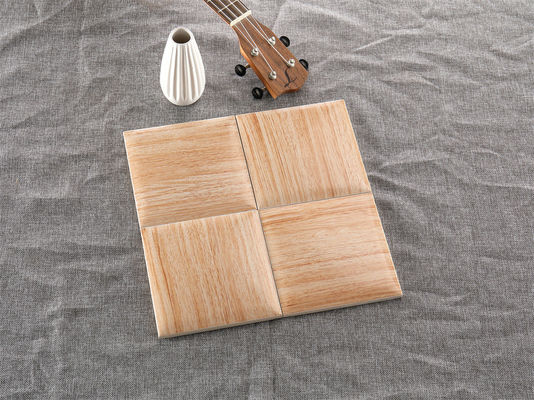 購入 ライトイエロー木目調壁タイル 152x152mm 白色素地 オンライン製造