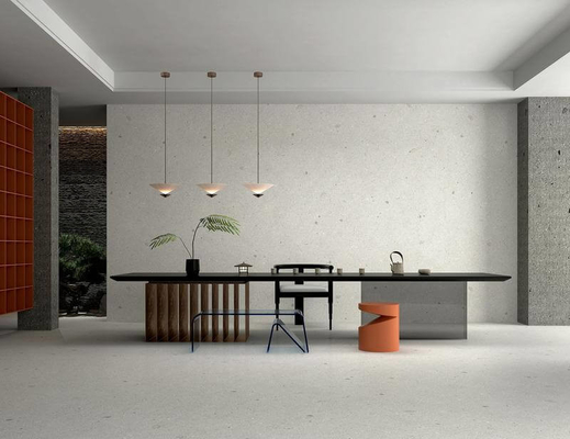 購入 室内床 1200x1200x9mm 環境に優しいタイルとライトグレー W.A 0.5% テラゾ 柔らかいガラスのポルセランタイル 家とオフィス オンライン製造