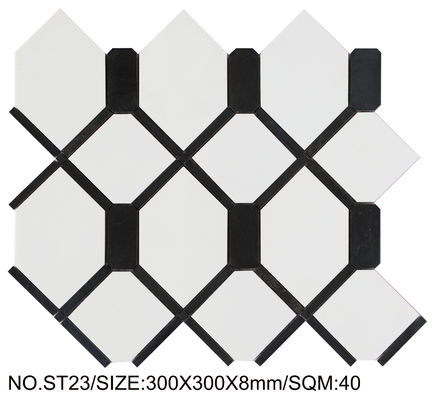 購入 白と黒の防滑 300x300mm 天然石 モザイク ダイニングルームとリビングルーム オンライン製造