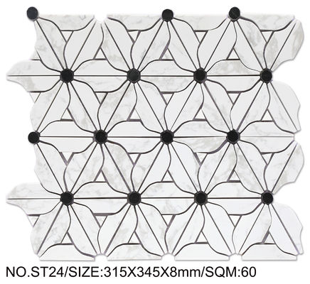 購入 ダイニングルームと改修用のフラワーエレガント315x345mm天然石モザイク オンライン製造