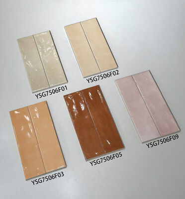 購入 エレガント レトロ ベージュ ピンク 75x300mm 寝室と食堂のための内側に輝くセラミック壁タイル オンライン製造