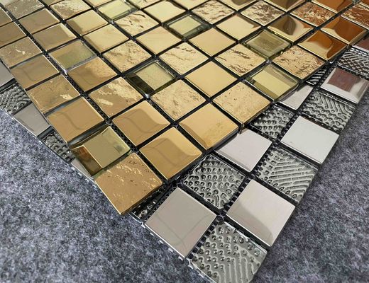 購入 金銀 金属ガラスモザイクタイル 300x300mm オンライン製造