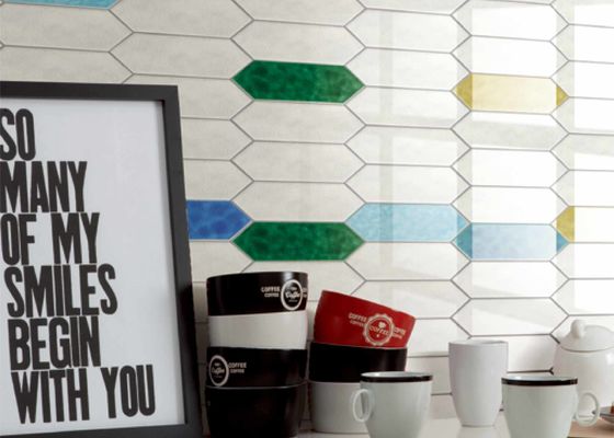 購入 光沢のある3Dインクジェットセラミック壁タイル 75x300mm モダンデザイン オンライン製造