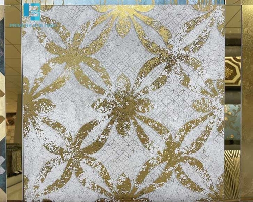 購入 光沢度の高い金の装飾的な磁器の床タイル600X600MM オンライン製造