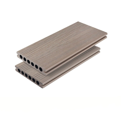 カーキ色の反べと病WPCのDeckingの床木中庭の装飾の外のプラスチック合成の床板138x23mm