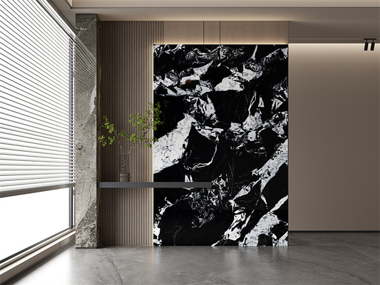 160x320cm 黒マット グラス ポーセラン シンテレストーン スラブ 室内壁 ポルセラン 岩石 スラブ オフィス用