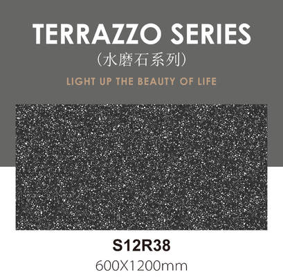抗菌性 600×1200mm ダークグレーテラゾ 室内床 ベビーフェイス ヴィンテージポルセランタイル ダイニングルーム