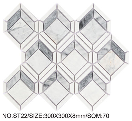 抗菌アイボリーとグレー300x300mm天然石モザイク オフィスとバスルーム用