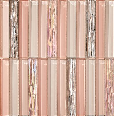 滑り止めと耐久性のある300x300mmライトピンクインテリア壁ガラスモザイク（ホテルとバルコニー用）