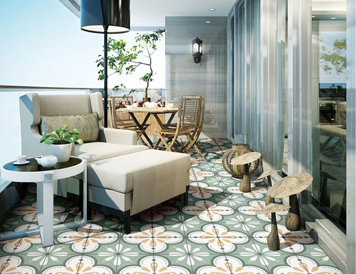 SGSの緑の床の装飾的なタイル、200x200mm 0.03 W.Aのレストランのセラミック タイル